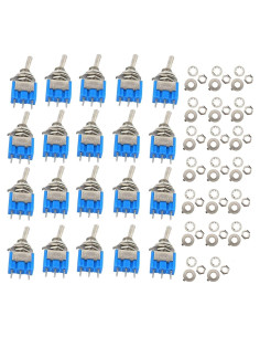 20 Interruptores de Palanca Mini MTS-102 3 Pines AC 250V 3A
