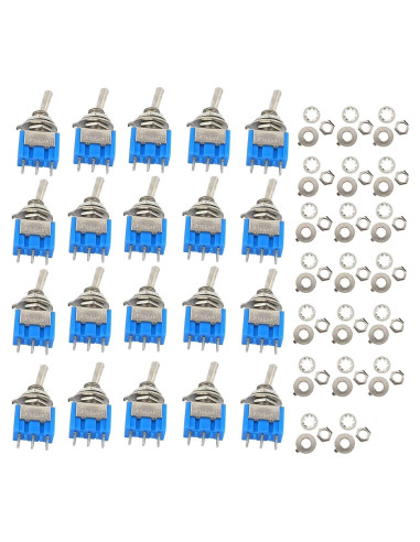20 Interruptores de Palanca Mini MTS-102 3 Pines AC 250V 3A