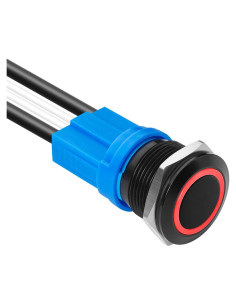 Interruptor pulsador LED de retención 19mm Rojo IP67 20A
