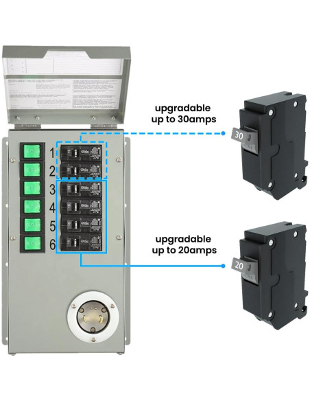 Interruptor de Transferencia HUNTKEY 30A 6 Circuitos 120V Interior