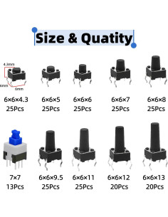 Kit de 228 Interruptores Táctiles 6x6mm y 7x7mm EGSCST 2