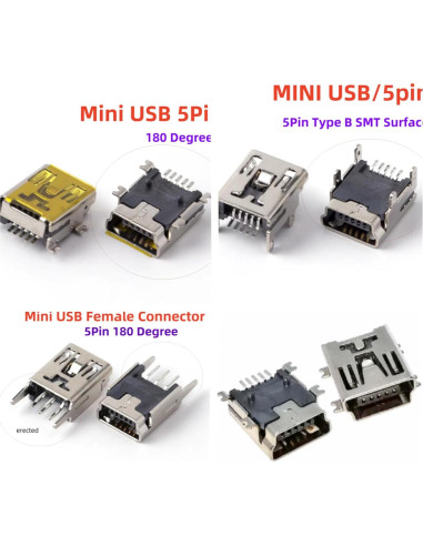 Kit 28Pcs Enchufes Mini USB Femeninos 5/8/10 Pines SMD