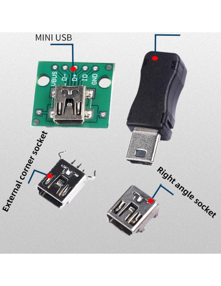 Kit 28Pcs Enchufes Mini USB Femeninos 5/8/10 Pines SMD