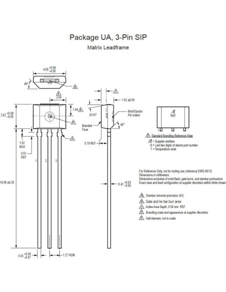 10 Sensores de Efecto Hall A1302KUA-T Bridgold 12.59cm
