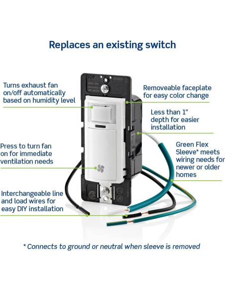 Interruptor de Sensor de Humedad Leviton DHS05-1LT 0.19 kW