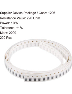 Resistores de Chip 220 Ohm 1/4W uxcell 200pcs 1206 2