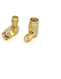 Adaptador Coaxial 90 Grados RP-SMA Femenino a SMA Femenino - 2 Pcs