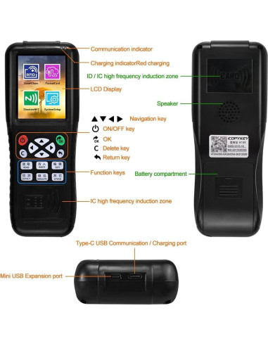 Lector Escritor RFID HENAXSAD HERNAS-X100, 249g, Pantalla 3.2"