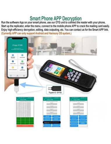 Lector Escritor RFID HENAXSAD HERNAS-X100, 249g, Pantalla 3.2"
