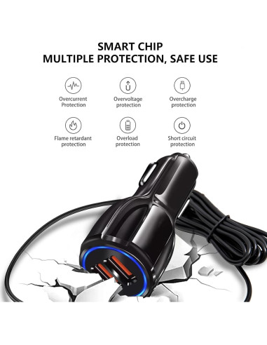 Cargador Rápido de Coche USB Tipo C WZHENB 10W 1.5m