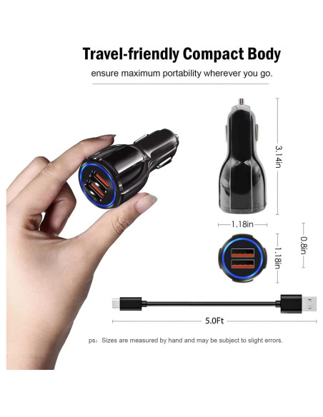 Cargador Rápido de Coche USB Tipo C WZHENB 10W 1.5m