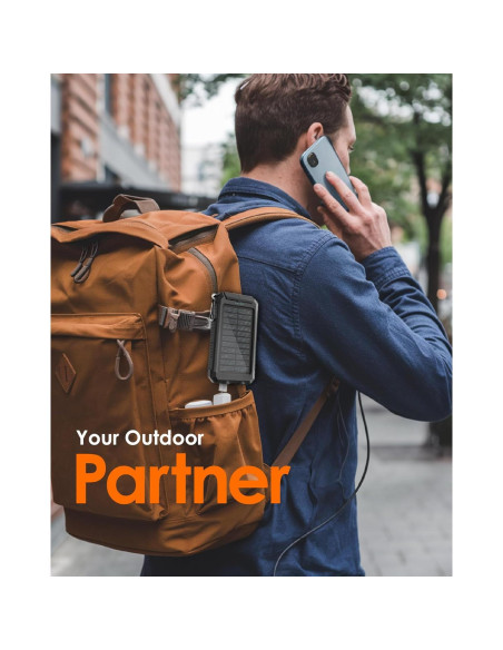 Banco de Energía Solar 10000mAh JustBaby Luv - Cargador Rápido con 20 LED