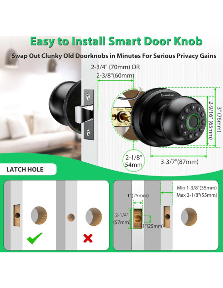 Cerradura Biométrica Evanshow con Huella Dactilar y Teclado