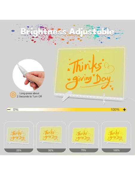 Tablero Acrílico LED Sweetone 35.1x25.4cm 7 Colores Borrado Seco