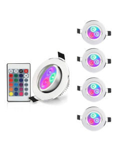 Esbaybulbs 5 Paquete Luz LED Empotrada RGB 3W Control Remoto