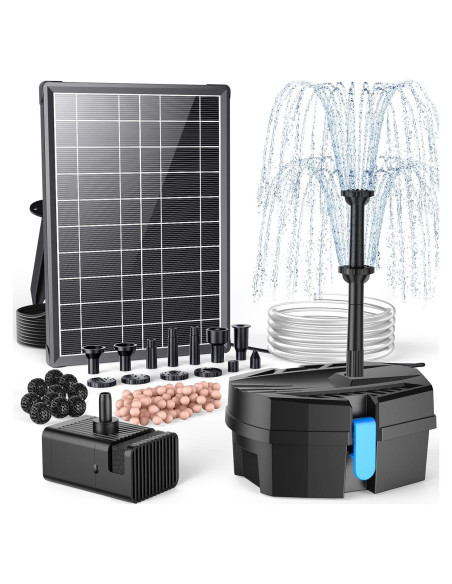 Bomba de Fuente Solar POPOSOAP 8W con Kit de Filtro para Estanque