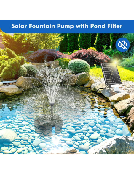 Bomba de Fuente Solar POPOSOAP 8W con Kit de Filtro para Estanque