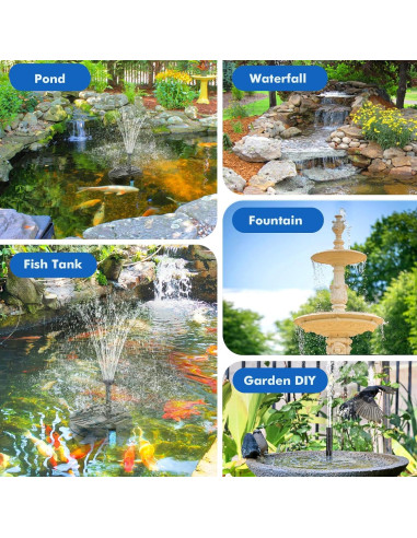 Bomba de Fuente Solar POPOSOAP 8W con Kit de Filtro para Estanque