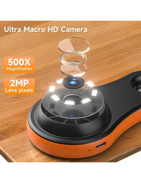 Microscopio Digital Portátil ILIHOME 2" Pantalla IPS 200W