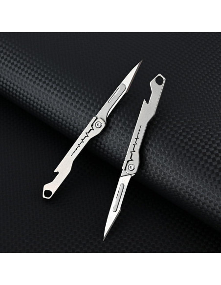 Cuchillo Utility de Llavero Titanio SZHOWORLD con 10 Cuchillas Cuchillo Utility de Llavero Titanio SZHOWORLD con 10 Cuchillas