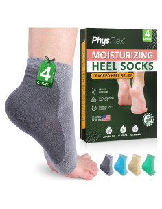 Calcetines hidratantes PhysFlex para talones agrietados - Gris