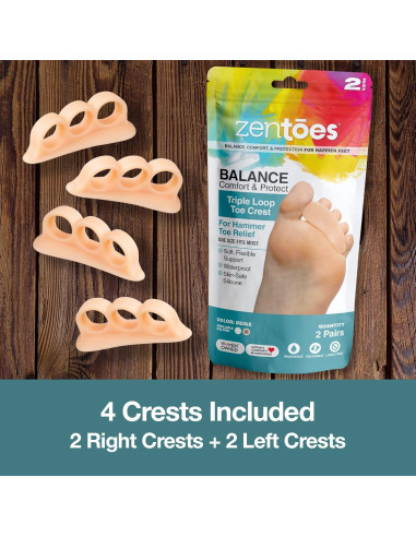 Corrector de Dedo en Martillo ZenToes - Soporte Suave Beige - Paquete de 4