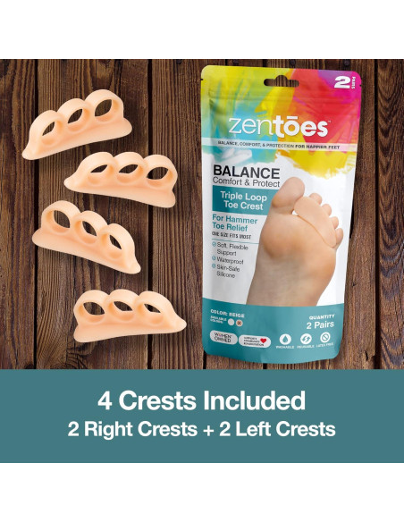 Corrector de Dedo en Martillo ZenToes - Soporte Suave Beige - Paquete de 4