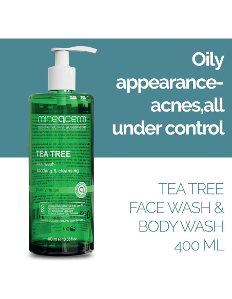 Limpiador Facial de Árbol de Té Mineaderm 400ml - Piel Grasa y Acné
