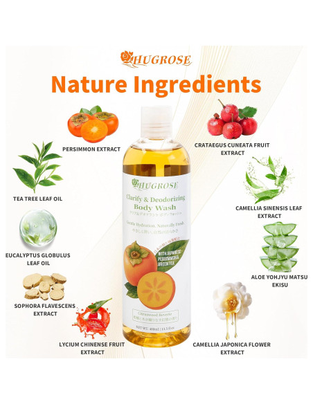 Gel de Ducha Caqui HugRose 381 ml Aroma Cítrico-Maderoso Gel de Ducha Caqui HugRose 381 ml Aroma Cítrico-Maderoso