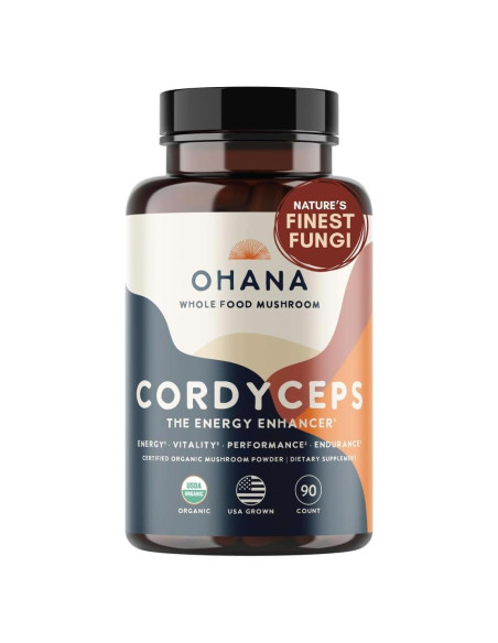 Suplemento de Hongos Orgánicos Ohana Cordyceps 90 Cápsulas