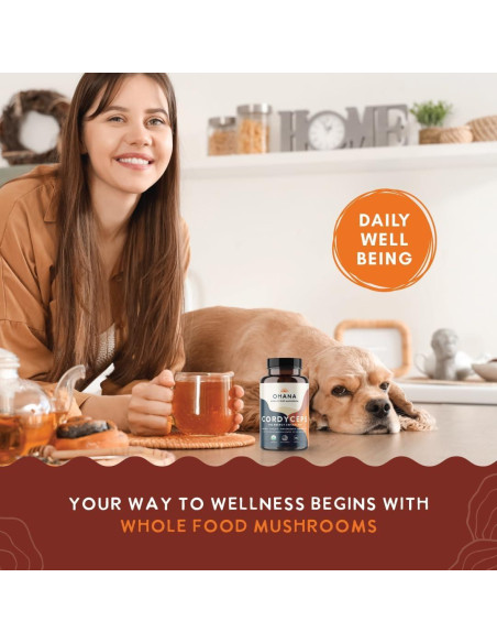 Suplemento de Hongos Orgánicos Ohana Cordyceps 90 Cápsulas
