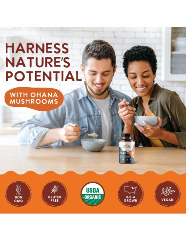 Suplemento de Hongos Orgánicos Ohana Cordyceps 90 Cápsulas