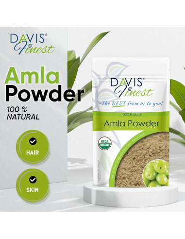 Polvo de Amla Orgánico Davis Finest 250g - Crecimiento y Brillo