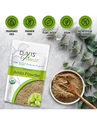 Polvo de Amla Orgánico Davis Finest 250g - Crecimiento y Brillo