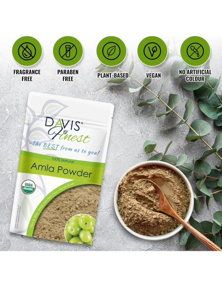 Polvo de Amla Orgánico Davis Finest 250g - Crecimiento y Brillo