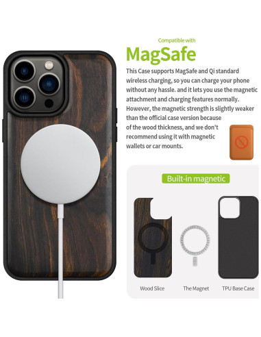 Funda de Madera Magnética Carveit para iPhone 15 Pro Max