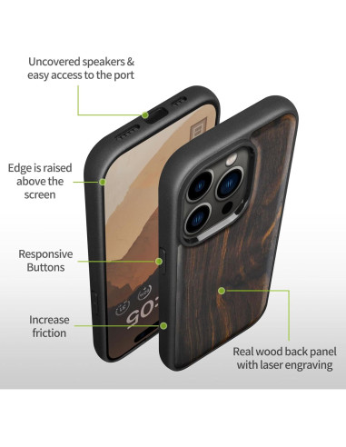 Funda de Madera Magnética Carveit para iPhone 15 Pro Max