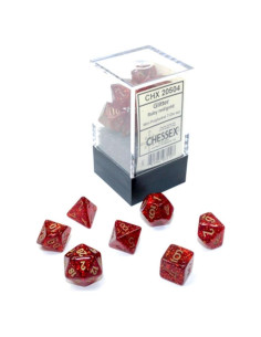Juego de Dados Poliedricos Chessex Rojos/Oros 10mm - 7 Piezas D&D