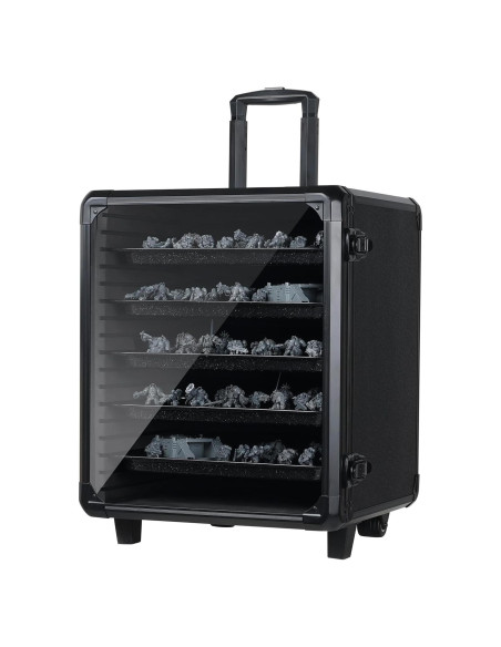 Estuche de Aluminio para Miniaturas con Cerradura y Carrito