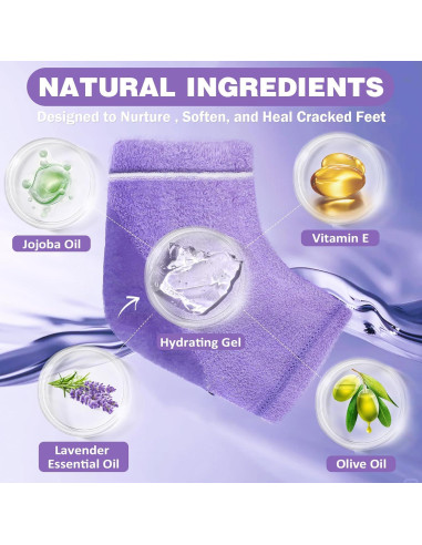 Calcetines Hidratantes de Talón Difuso TEAWOO 4 Pares para Pies Secos