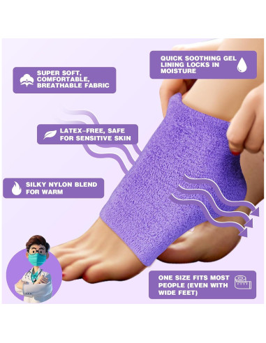 Calcetines Hidratantes de Talón Difuso TEAWOO 4 Pares para Pies Secos