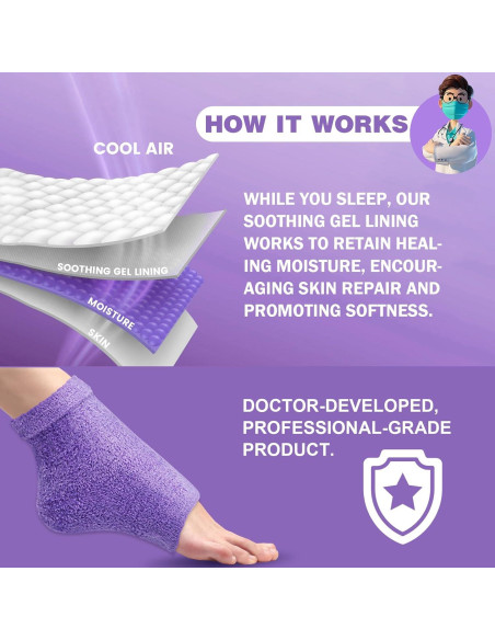 Calcetines Hidratantes de Talón Difuso TEAWOO 4 Pares para Pies Secos