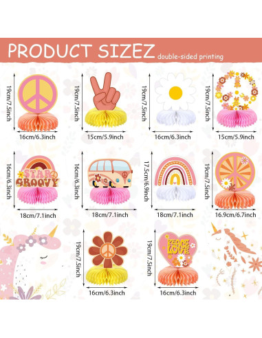 Centros de Mesa de Panal Groovy 10 Piezas GFBIND 20cm