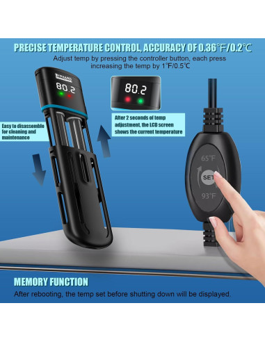 Calentador de Acuario LYPHARD 100W Sumergible 8-40 Galones