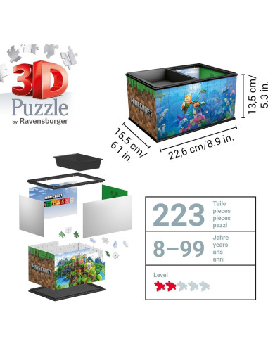 Caja de Almacenamiento 3D Ravensburger Minecraft - 216 Piezas