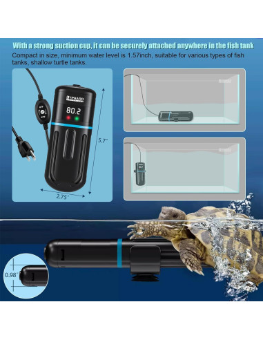 Calentador de Acuario LYPHARD 100W Sumergible 8-40 Galones