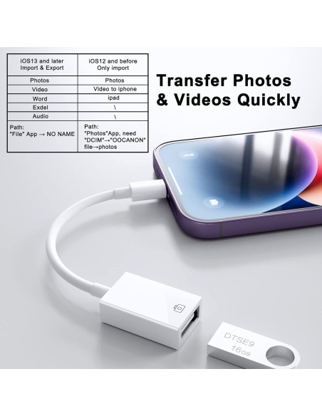 Adaptador de cámara Lightning a USB 3.0 esbeecables