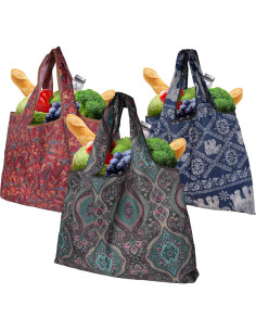 Juego de 3 Bolsas de Compras Plegables GracefuLife 56x38cm 2
