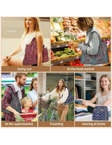 Juego de 3 Bolsas de Compras Plegables GracefuLife 56x38cm