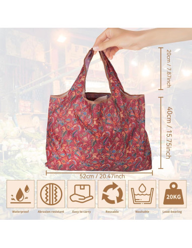 Juego de 3 Bolsas de Compras Plegables GracefuLife 56x38cm